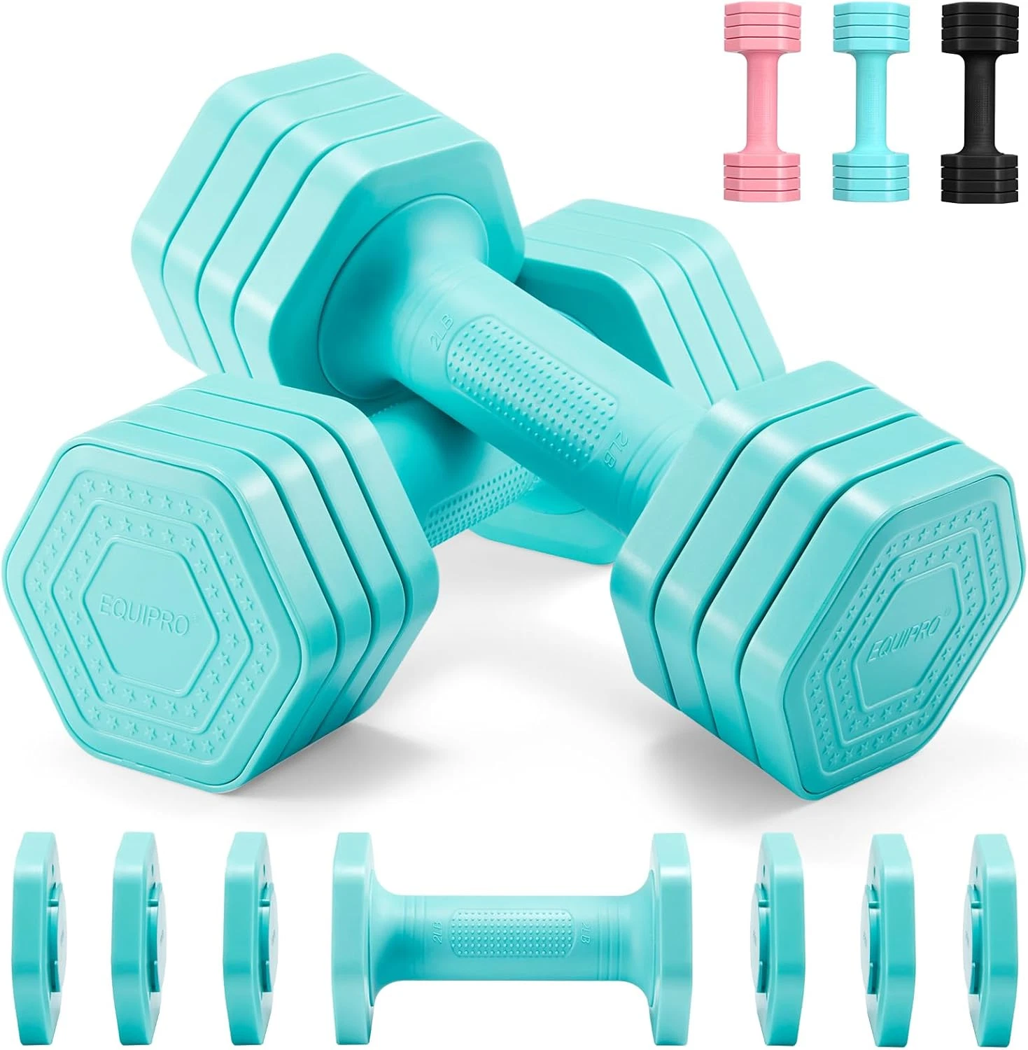 Adjustable Dumbbell Set, 4 in 1 Free Weights Dumbbells Set for Women, Weights fo