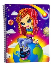 RARE Lisa Frank Space Earth Girl Red Head Rainbow 10.5 x 8 Notebook Vintage VTG