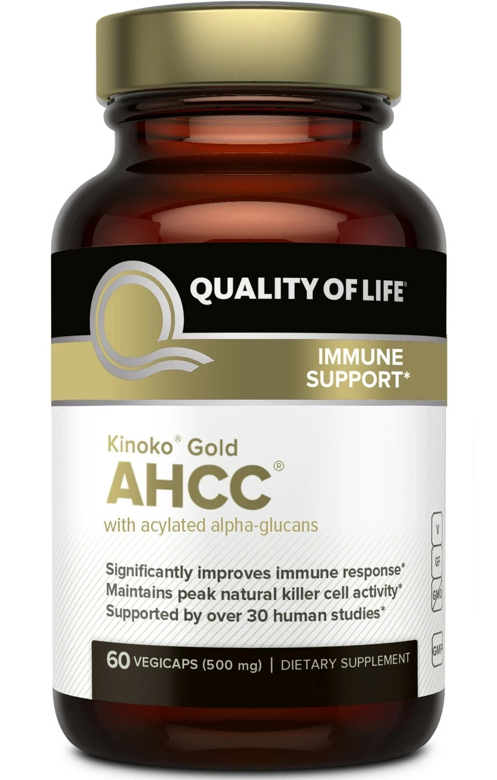 Kinoko Gold AHCC 500 mg - Immune Supplement - Quality of Life - 60 Count
