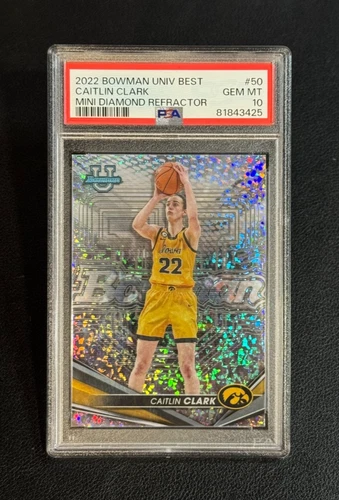 Caitlin Clark 2022 Bowman U Best Mini Diamond Refractor RC Rookie #/299 PSA 10