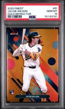 2025 Jacob Wilson Topps Finest Gold Refractor /50 PSA 10 - Oakland Athletics