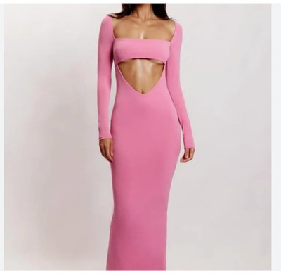 NWT Meshki Ashleigh Cut Out Bandeau Barbiecore Cocktail Maxi Dress XS