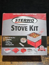 Sterno Stove Kit Stove w/ Wind-shield Pan Cup Utensil New Open Box OLD STOCK