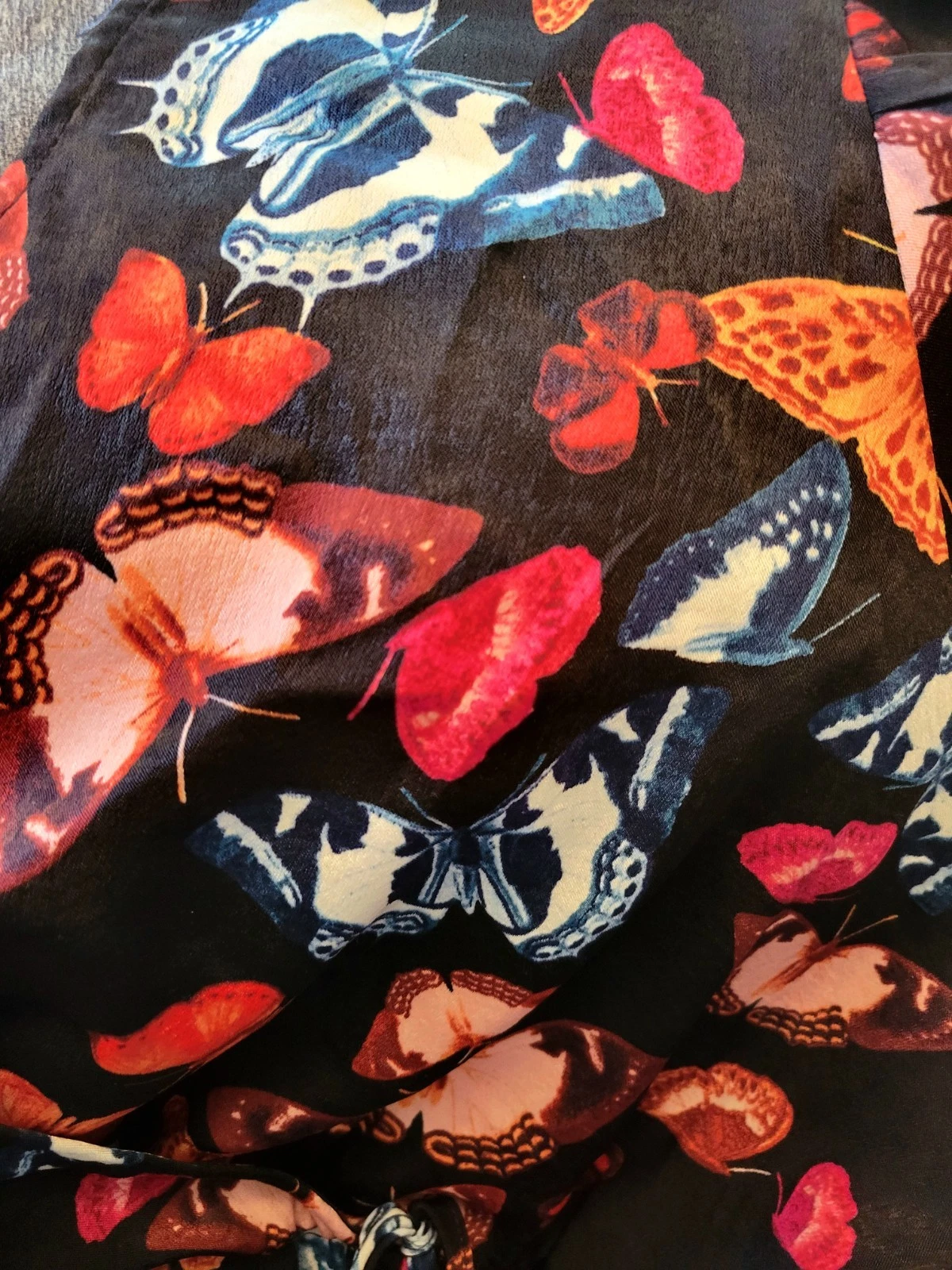 VETEMENTS Abito Torrid Nero Stampa Farfalla Midi Spazzolato Charme Avvolgente Taglia 2X 18 20