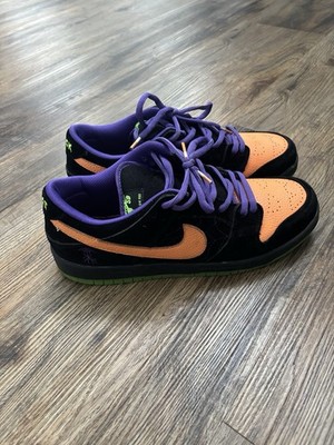 Nike SB Dunk Low Night of Mischief Halloween Suede Sneakers Black Orange