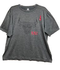 Majestic NBA Cool Base Men Tshirt DERRICK ROSE #1 Chicago Bulls Gray XL