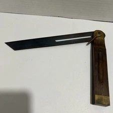 Vintage SOHACO Southington Hardware 8” T Bevel Sliding Square Brass & Wood