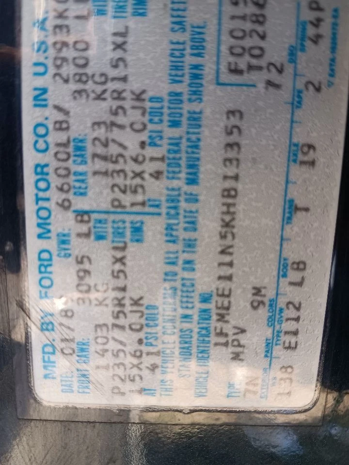 Passenger Right Rear Back Door With Window Fits 75-91 FORD E150 VAN 30366525 - Image 2 of 4