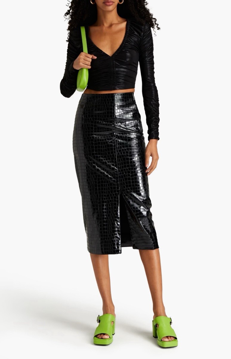 NWT ROTATE Birger Christensen Leeds Faux Croc-Effect Leather