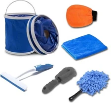 6pcs Car Wash Kit, Complete Car Wash Bucket Set with Brush, Microfiber Cloth