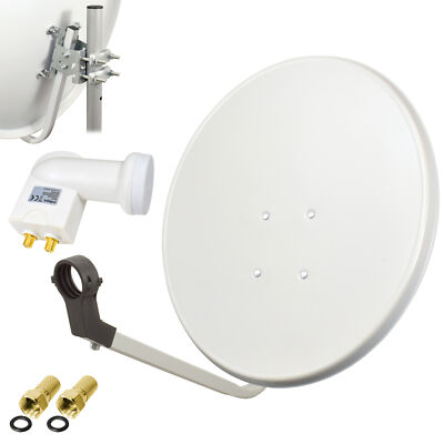 LogiSat Sat Anlage 80cm Spiegel Schüssel + Twin LNB h 4K HD UHD 2 Teilnehmer Set