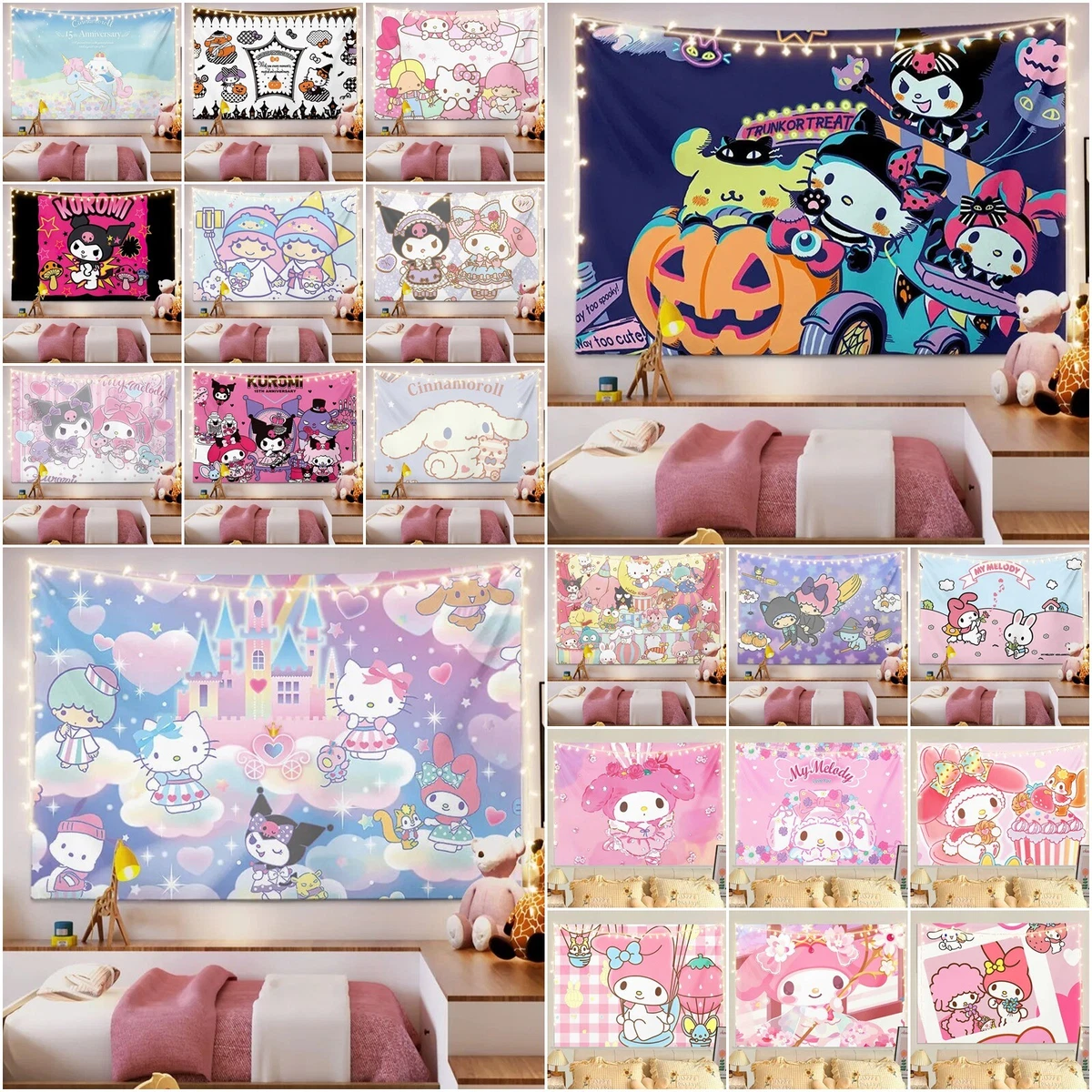 Sanri0 Hell0 Kitty Tapestry Wall Hanging Decor Bedspread Background Backdrop