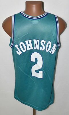 NBA CHARLOTTE HORNETS BASKETBALL SHIRT CHAMPION 2 JOHNSON SIZE L