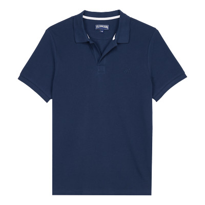Vilebrequin Solid Polohemd Poloshirt aus Bio-Baumwollpikee für Herren L