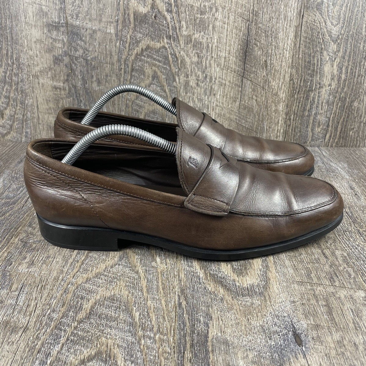 TODS Mens Brown Leather‎ Classic Penny Loafer Dress Shoes Size 9 Slip On Italy Tods Penny Loafer Shoes Mens 9 Brown Leather Italy Dress  main image 4
