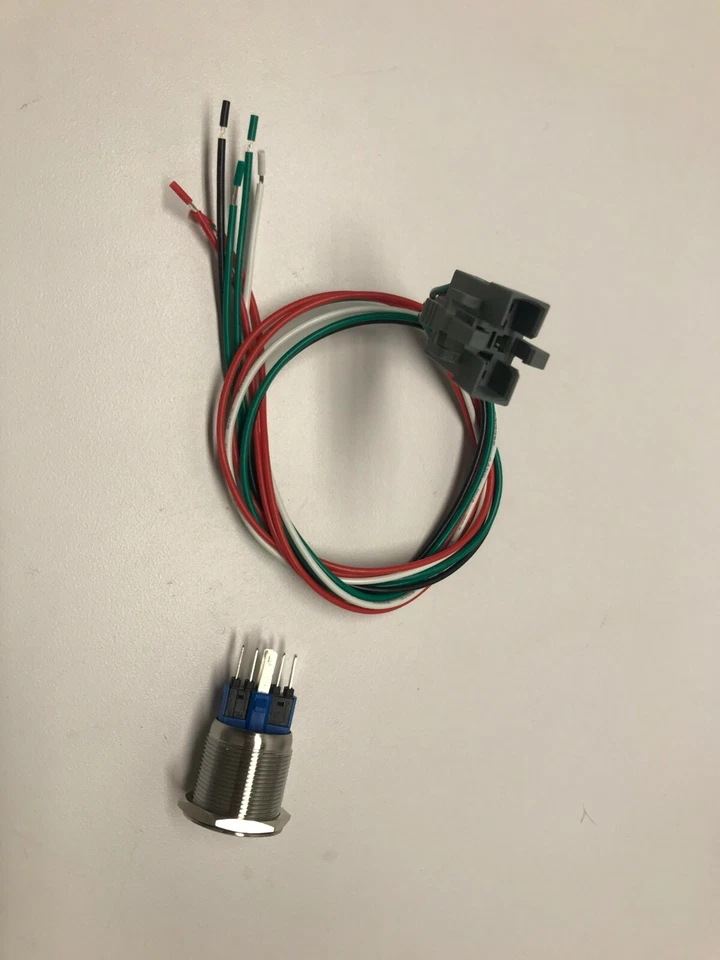 22mm STAINLESS STEEL LATCHING PUSH BUTTON WITH DC24V RED LED  AND WIRING HARNESS - Image 3 of 4