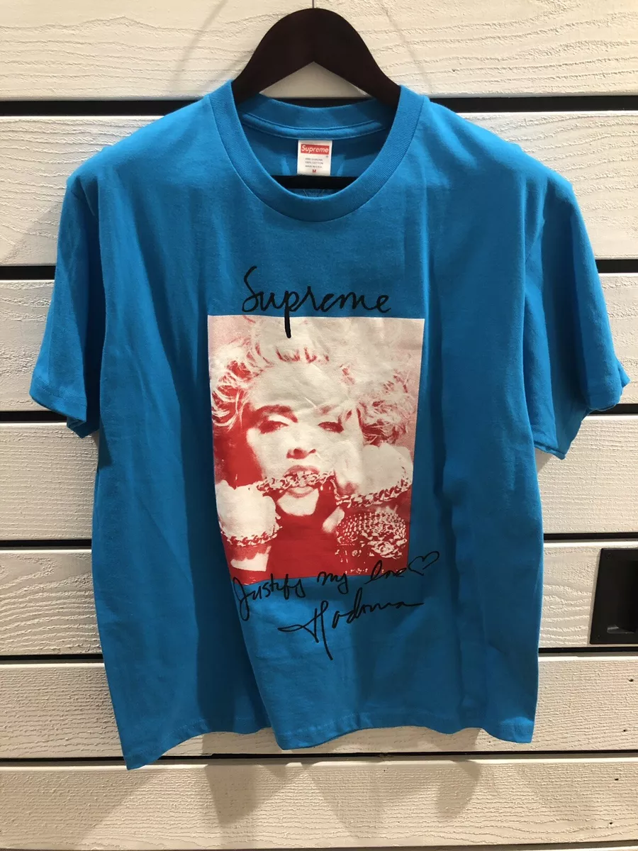 100% Auth NWT Supreme FW18 Madonna T-Shirt Blue Size M Stock X | eBay