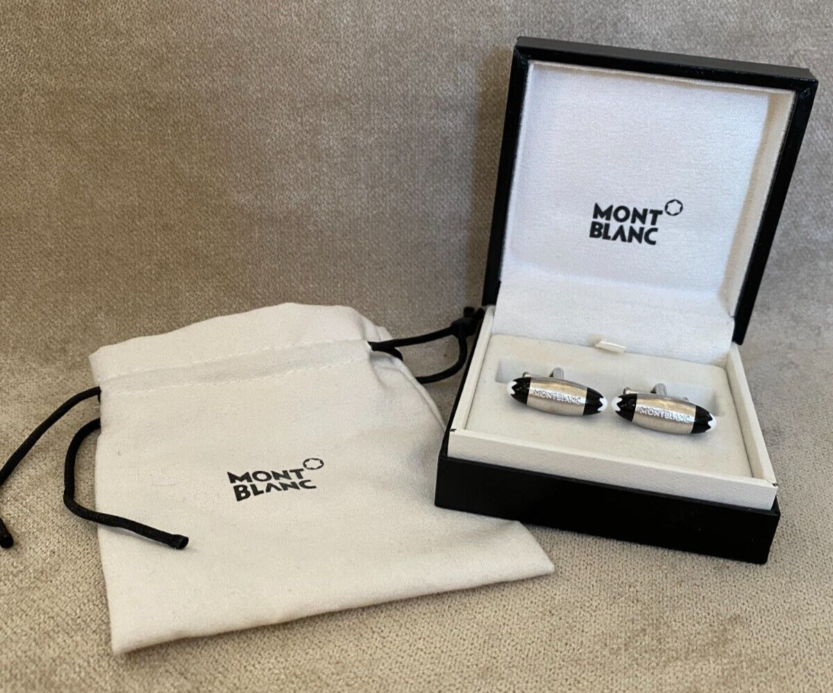 Montblanc Silver Nightflight Torpedo Cufflinks w/ MB Box & Pouch