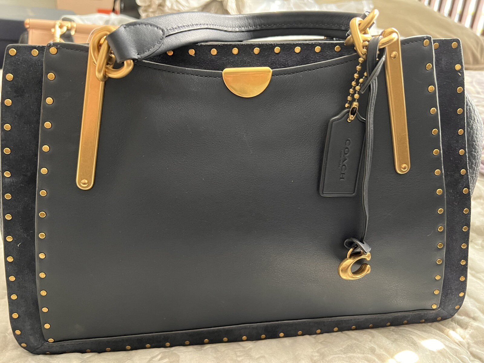 Coach Border Rivets Mixed Leather Dreamer Satchel atelieryuwa.ciao.jp