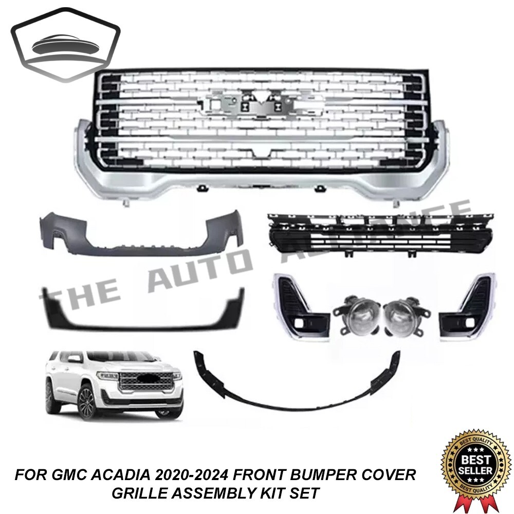 For GMC Acadia 2020-2024 Front Bumper Cover Grille Assembly Kit wit Fog Light