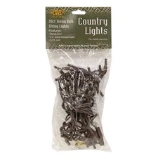 Country  Farmhouse Clear White Teeny Rice Light Strand 35 Brown Cord Incandescet
