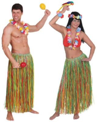 Hawaii-Kostüm-Set Für Damen & Teens - Inkl. Hula-Rock, Blumenstirnband, Blumenkette & Armbänder, Bunt, Für Themenpartys
