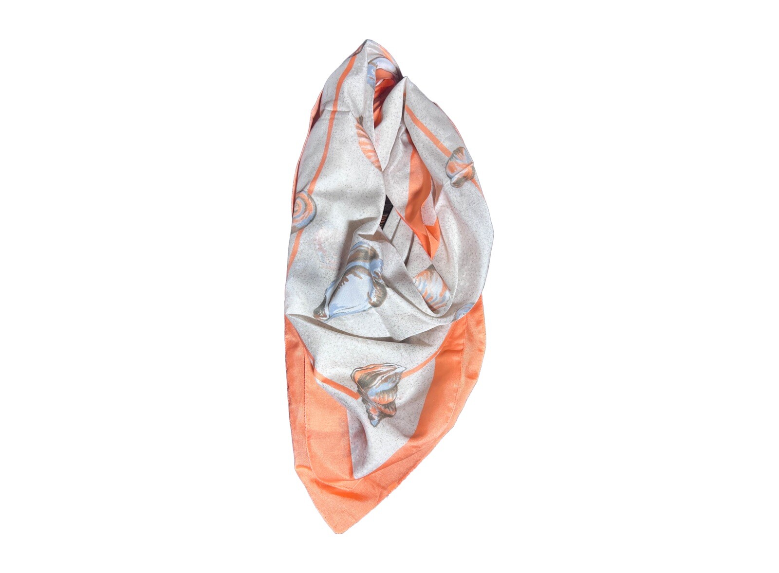 Vintage Avon Coral Peach And Tan Sheer Seashell Square Scarf
