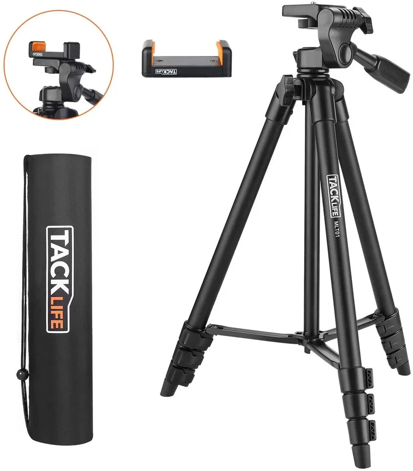 53" 136cm Travel Tripod For Phone Camera 1/4" Screw Mount Carry Bag & Remote - Image 2 of 4
