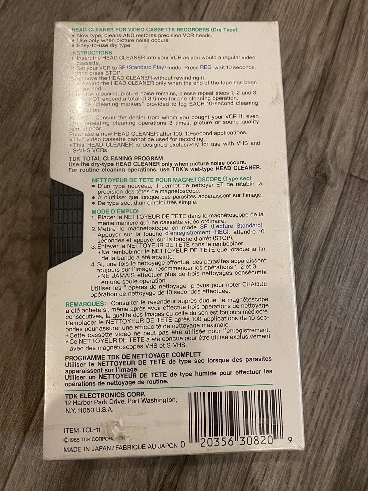 TDK TCL11 VHS VCR Dry Video Head Cleaner NEW SEALED eBay