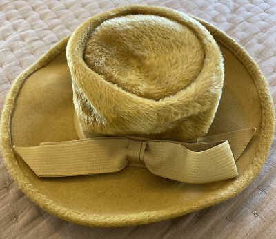 Vintage Italian Duchess Faux Fur Hat Mustard Yellow Size 22  display picture 3