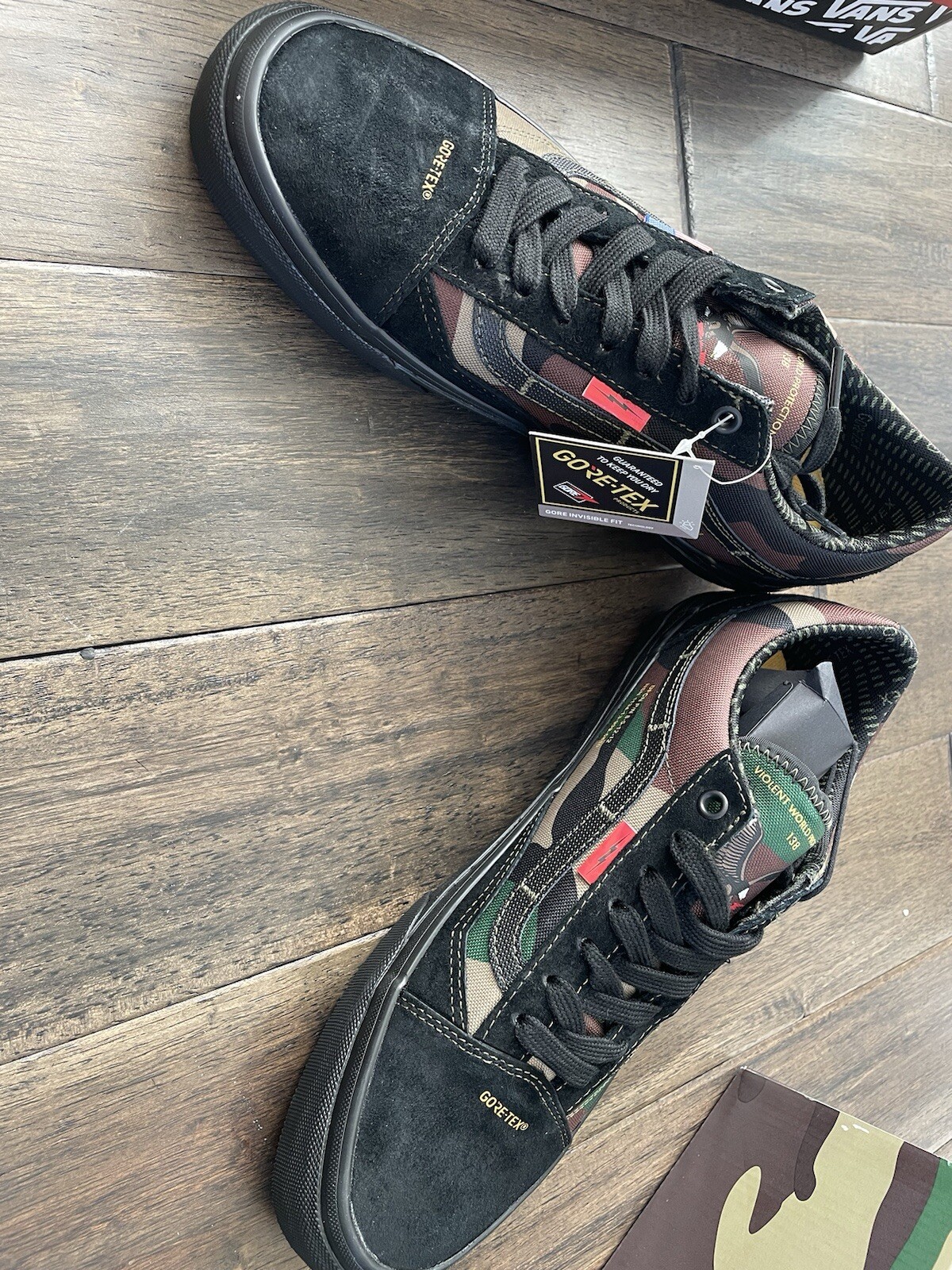 VANS DEFCON x Old Skool Gore Black/Woodland Men’s US Size 10 image 2