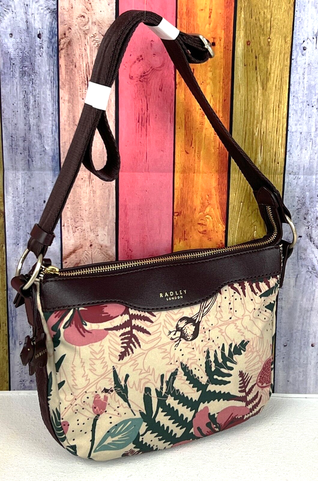 Radley Botanical Floral Small multicoloured Oilskin Cross Body Bag New