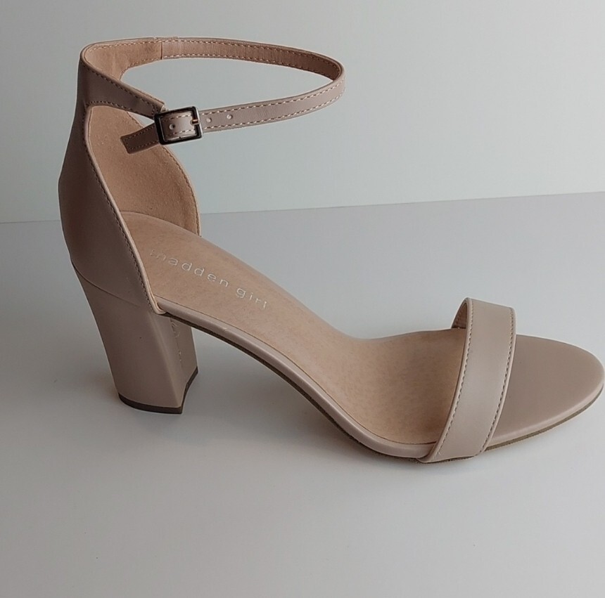 Madden Girl Women Ankle Strap Heels Sandals Beella Size 10M Light Beige