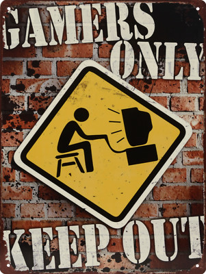 Blechschild ''Gamers only'' Spielkonsole Playstation Sony Nintendo 33x25cm NEU