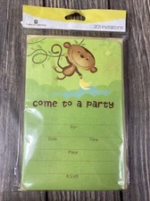American Greetings Green Monkey Come To A Party 20 Birthday Invitation Envelopes