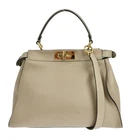 Best08 Fendi Gray Leather Regular Peekaboo 2Way Bag 8BN290-3ZL-159-82 NQ11841