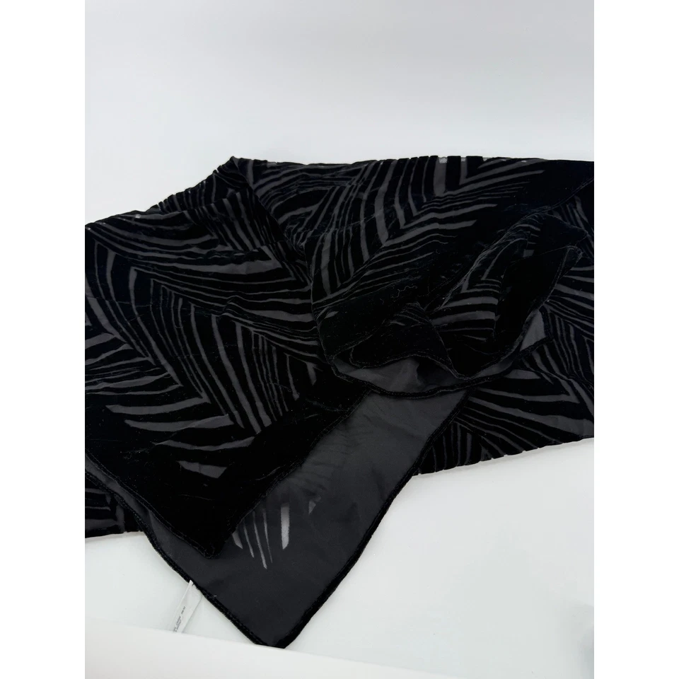 Talbots Negro Terciopelo Burnout Bufanda Envolvente Mantón Cachicho Vacaciones Glamour Fiesta Foto 4 de 4