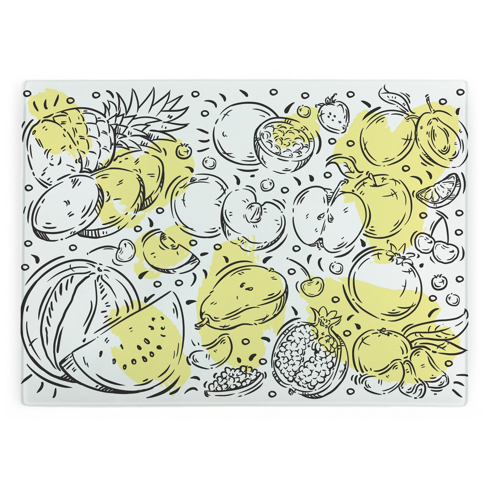Fruit Themed Glass Worktop Saver - Yellow Novelty Kitchen Cutting Board Gifts