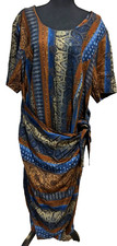 Vintage Jaque & Koko Tribal African Aztec midi Faux wrap dress sz 24 wedding