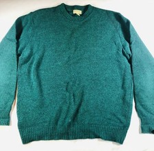 Vintage L.L.Bean Mens XL Long Teal Knit Wool/Nylon Crewneck Pullover Made in USA