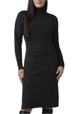 Prana Charcoal And Black South Rock Wool Blend Midi Sweater Dress Sz M