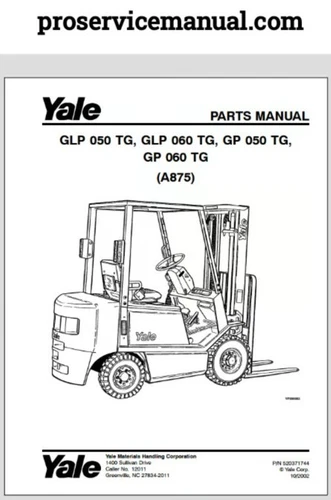 2002 Yale GLP 050 TG, GLP 060 TG, GP 050 TG, GP 060 TG (A875) Parts Manual 