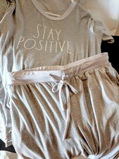 Rae Dunn 2-Piece Pajama "Stay Positive" Set Shirt Lounge Pants Women's Size M