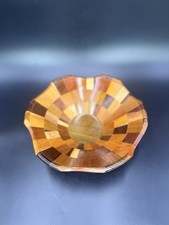 Vintage Mixed Wood Segmented Hand Crafted Turned Fruit Bowl Signed