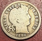 1892-S Barber Dime. Better Condition. Key Date. Free Shipping