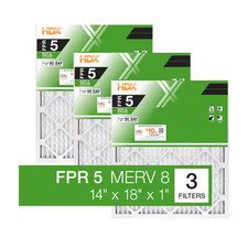 14 x 18 x 1 Standard Pleated Air Filter FPR 5, 3-Pack, Air Filters Replacement
