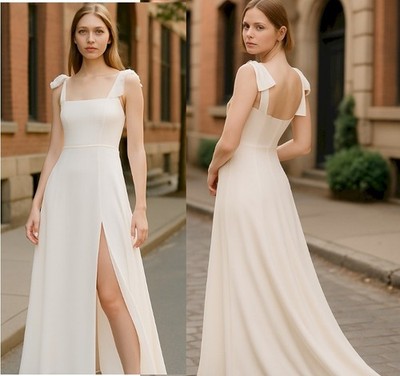 Lulus Radiant Romance White Tie-Strap Maxi Chiffon Dress Size Large NWOT