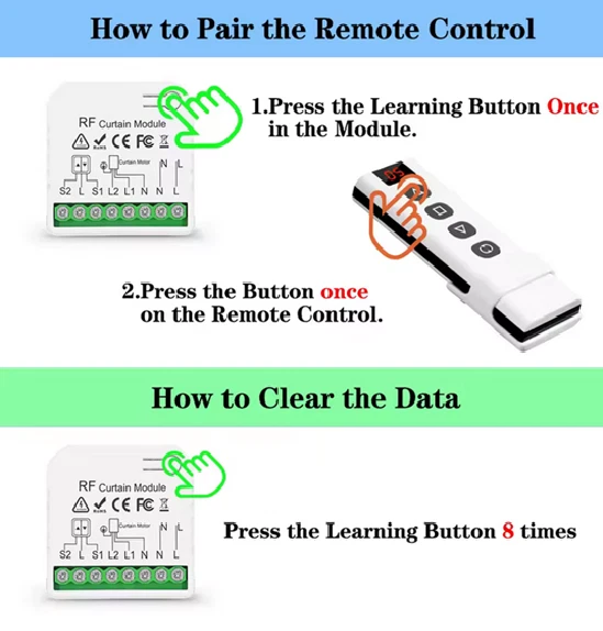433mhz WiFi Funk Rolladensteuerung Nachrüstset Vorhang Schalter RF Fernbedienung - Bild 4 von 4