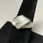925 Sterling Silver Mother of Pearl Inlay Ring Vintage Sz. 8