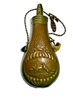ANTIQUE Hawksley CIVIL WAR / HUNTING Brass Copper BLACK POWDER FLASK *Very Good*